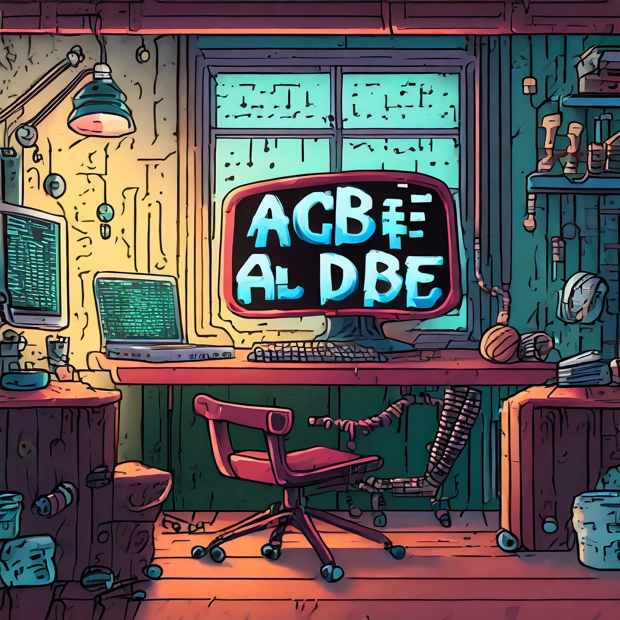 Image of computer in art style